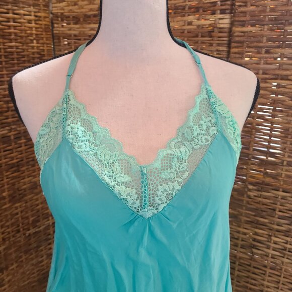 VTG Victoria’s Secret Silk Blend Nightgown Babydoll Chemise SZ S Racerback Blue - Picture 2 of 7